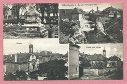 68 - HÜNINGEN - HUNINGUE - 4 Vues - Denkmal - Kirche - Alte Festungswerke - Feldpost - Guerre 14/18 - Huningue