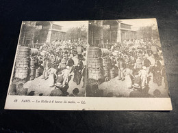 Paris RARE Carte Postale Stéréo Les Halles A 6 Heures Du Matin - Stereoscope Cards