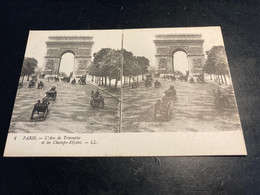 Paris RARE Carte Postale Stéréo L’Arc De Teiomphe - Cartoline Stereoscopiche