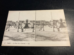 Paris RARE Carte Postale Stéréo Place De La Concorde - Stereoscopische Kaarten