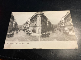Paris RARE Carte Postale Stéréo Rue De La Paix - Cartes Stéréoscopiques