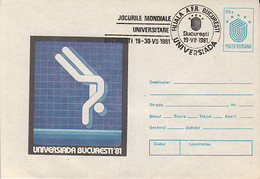 W1985- DIVING, WORLD UNIVERSITY GAMES, SPORTS, COVER STATIONERY, 1981, ROMANIA - Plongée