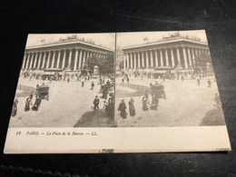 Paris RARE Carte Postale Stéréo La Place De La Bourse - Stereoscope Cards