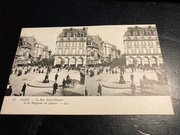 Paris RARE Carte Postale Stéréo La Rue Saint Honoré Et Les Magasins Du Louvre - Stereoscope Cards