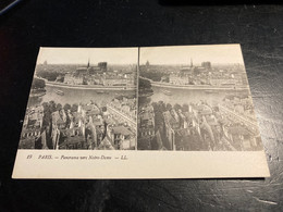 Paris RARE Carte Postale Stéréo Panorama Vers Notre Dame - Stereoscopische Kaarten