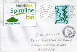 La Spiruline: Nourriture Des Aztèques, Lettre De Belgique Adressée En Andorre, Avec Timbre à Date - Alimentación