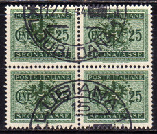 LUBIANA 1944 OCCUPAZIONE TEDESCA GERMAN OCCUPATION SEGNATASSE POSTAGE DUE TASSE TAXE CENT. 25c USATO USED OBLITERE' - German Occ.: Lubiana