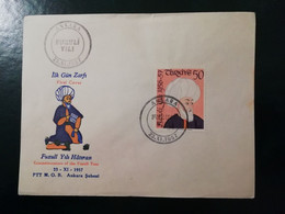 1957 Turkey Commemoration Of The Poet Fuzuli FDC - Storia Postale