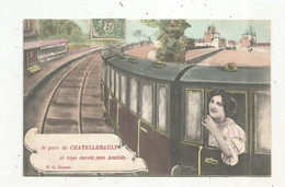 JC, Cp , 86 , Je Pars De CHATELLERAULT Et Vous Envoie Mes Amitiés , Chemin De Fer , Train , Voyagée 1907 - Chatellerault