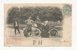 JC, Cp , Automobile , Une Partie D'Auto , Bécane En Panne , Voyagée 1905 , Dos Simple - Passenger Cars