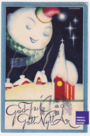 Hagdahl Jolie Petite CPA Suède ART DECO 1932 Lune Neige Visage Humanisé Hiver Anthropomorphisme Surréalisme Noël A69-65 - Andere