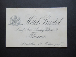 Um 1900 Hotel Werbung Italien Hotel Bristol Lumiere Electrique Lung Arno Amerigo Vespucci 2 Florence / Florenz - Pubblicitari