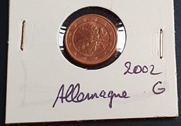 ALLEMAGNE Pièce 1 Cent De 2002 - Pièce En Centime D'EURO - Bon Ou Très Bon état - Sous Sachet Plastique - Collections