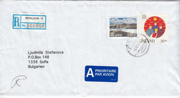 Iceland 1993 - Bridge, Christmas - R-letter+priority From Reykjavik To Sofia/Bulgaria - Briefe U. Dokumente