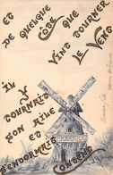 Illustration Moulin à Vent Et Citation ....il S'endormait Content - Bonne Fète - Jeanne Andreux -De Nancy à Kayl En 1903 - 1900-1949