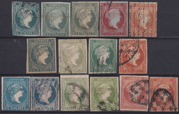 1855-281 CUBA ESPAÑA SPAIN ANTILLAS ISABEL II 1855-57 COMPLETE SET DIFFERENT COLOR WATERMARK & WITHOUT. - Prephilately