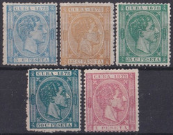 1878-194 CUBA ESPAÑA SPAIN ANTILLAS 1878 ALFONSO XII 12 1/2c - 1 Pta UNUSED (NO 10c). - Préphilatélie