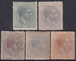 1880-179 CUBA ESPAÑA SPAIN ANTILLAS 1880 ALFONSO XII 5c - 1 Pta UNUSED (NO 10c). - Prephilately