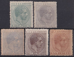 1880-180 CUBA ESPAÑA SPAIN ANTILLAS 1880 ALFONSO XII 5c - 1 Pta UNUSED (NO 10c). - Prephilately