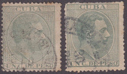 1884-306 CUBA ESPAÑA SPAIN ANTILLAS 1884 ALFONSO XII 1c CANCEL TIPO I & III. - Prefilatelia