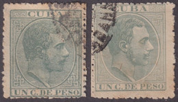 1884-309 CUBA ESPAÑA SPAIN ANTILLAS 1884 ALFONSO XII 1c CANCEL TIPO I & III. - Prephilately