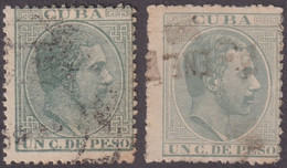 1884-310 CUBA ESPAÑA SPAIN ANTILLAS 1884 ALFONSO XII 1c CANCEL TIPO I & III. - Prephilately