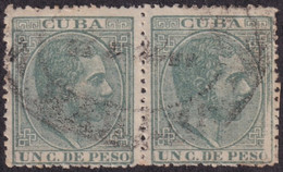 1884-311 CUBA ESPAÑA SPAIN ANTILLAS 1884 ALFONSO XII 1c CANCEL ERROR FALLA DE IMPRESION BORDE INFERIOR DERECHO. - Voorfilatelie