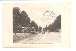 DEP. 94 NOGENT-SUR-MARNE - ENTREE DU BOIS DE VINCENNES Tramways, Automobile, Animée, Circulée - Nogent Sur Marne