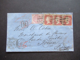 30.12.1874 London Paddington Registered Letter Nummernstempel P 16 Nach Rouen France Nr.16 Waag. 3er Streifen!! - Cartas