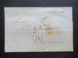 Uruguay 1856 Schiffspost Par Steamer über Southhampton Nach Bordeaux Roter Ra2 Colonies Art 18 Brauner Stp. KM DE 1856 - Uruguay