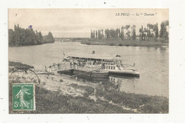 JC, Cp , Bateau , Péniche , Bateau Mouche , LE TOURISTE , 78 , LE PECQ ,voyagée 1909 - Houseboats