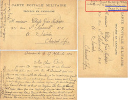GUERRE 14-18 Du 206e Régiment 2e Section De Mitrailleuses BUREAU FRONTIÈRE De GRAY HAUTE SAONE, Le 27-9-1914 – SP 157 - Guerra De 1914-18