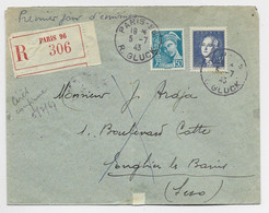 FRANCE LAVOISIER 4FR++50C MERCURE LETTRE REC PARIS 96 5.7.1943 1ER JOUR DU TIMBRE 4FR - ....-1949