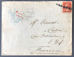 France N°138 Sur Enveloppe Griffe PAQUEBOT Oblitérante 1915 - (A1704) - Maritieme Post