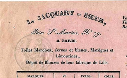 Lettre De Voiture Roulage Transport  Accéléré 1843 Jacquart & Soeur Paris Pour Bordeaux Gironde - Pour Cabrol ArmateurC - 1800 – 1899