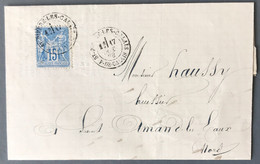 France N°90 Sur Lettre TAD ST-PIERRE-LES-CALAIS, P-DE-CALAIS 17.10.1878 - (A1735) - 1801-1848: Precursores XIX
