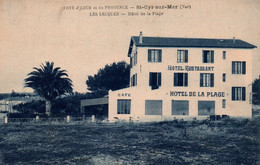St Saint-Cyr-sur-Mer (Var) Les Lecques - Hôtel-Restaurant De La Plage, Café - Carte De 1928 - Hotels & Restaurants