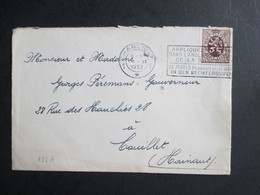 288A - Rijkswapen, Heraldieke Leeuw - Op Brief Verstuurd Uit Charleroi (vlagstempel Naar Couillet - 1929-1937 Heraldic Lion