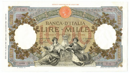 1000 LIRE CAPRANESI REPUBBLICHE MARINARE REGINE FASCIO ROMA 16/07/1940 SUP- - Regno D'Italia – Other