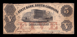 Estados Unidos United States 5 Dollars 18x State Bank South Carolina Charleston - South Carolina