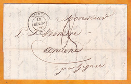 1842 - Cursive 33 Aniane, Hérault Sur LAC De Nismes, Nîmes, Gard - Via Gignac, Cad Fleurons Simples - 1801-1848: Voorlopers XIX