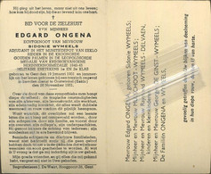 Edgard Ongena   :  Gent 1901 - Ongeval Oostwinkel Eeklo 1951  ( Adjudant Munitiedepot Militaria Eeklo  ) - Devotion Images
