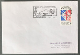 France Flamme Et TAD PORTE-AVION CLEMENCEAU 1.9.1990 Sur Enveloppe - (A1789) - 1961-....
