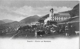 DISENTIS / MUSTÉR → Kloster Und Marktplatz Mit Grosser Viehherde Anno 1907  ►klarer Balkenstempel ►►TSCHAMUT◄◄ - Disentis/Mustér