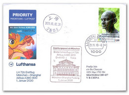2019 – Mahatma Gandhi Cover Luxembourg In Flight To Shanghai , China  (**) - Lettres & Documents