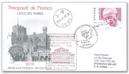 2019 – Mahatma Gandhi Monaco FDC Used On Flight To Shanghai ,China  (**) - Briefe U. Dokumente