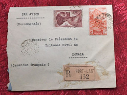 Fort-Lamy-Tchad--A.E.F. (1948 )-☛Douala Cameroun(ex-Colonie France)Timbre Poste Aérienne Lettre Recommandé Document - Briefe U. Dokumente