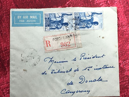 Fort-Lamy-Tchad--A.E.F. (1947 )-☛Douala Cameroun(ex-Colonie France)Timbre Poste Aérienne Lettre Recommandé Document - Storia Postale