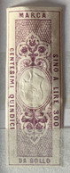 MARCHE DA BOLLO PER CAMBIOALI 1863 TESTA IN RILIEVO - CENT.15  BRUNO ROSSO - VARIETA' TESTA ROVESCIATA - Revenue Stamps