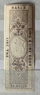 MARCHE DA BOLLO PER CAMBIOALI 1863 TESTA IN RILIEVO - LIRE 3   BRUNO - VARIETA' TESTA ROVESCIATA - Revenue Stamps
